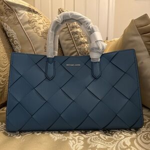Michael Kors Denim Blue Woven Tote
